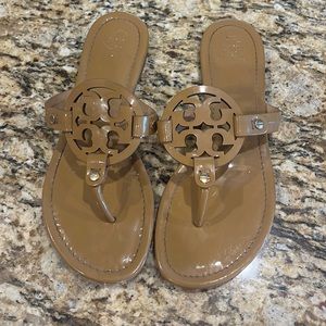 Tan Tory Burch Miller Sandals - Size 8